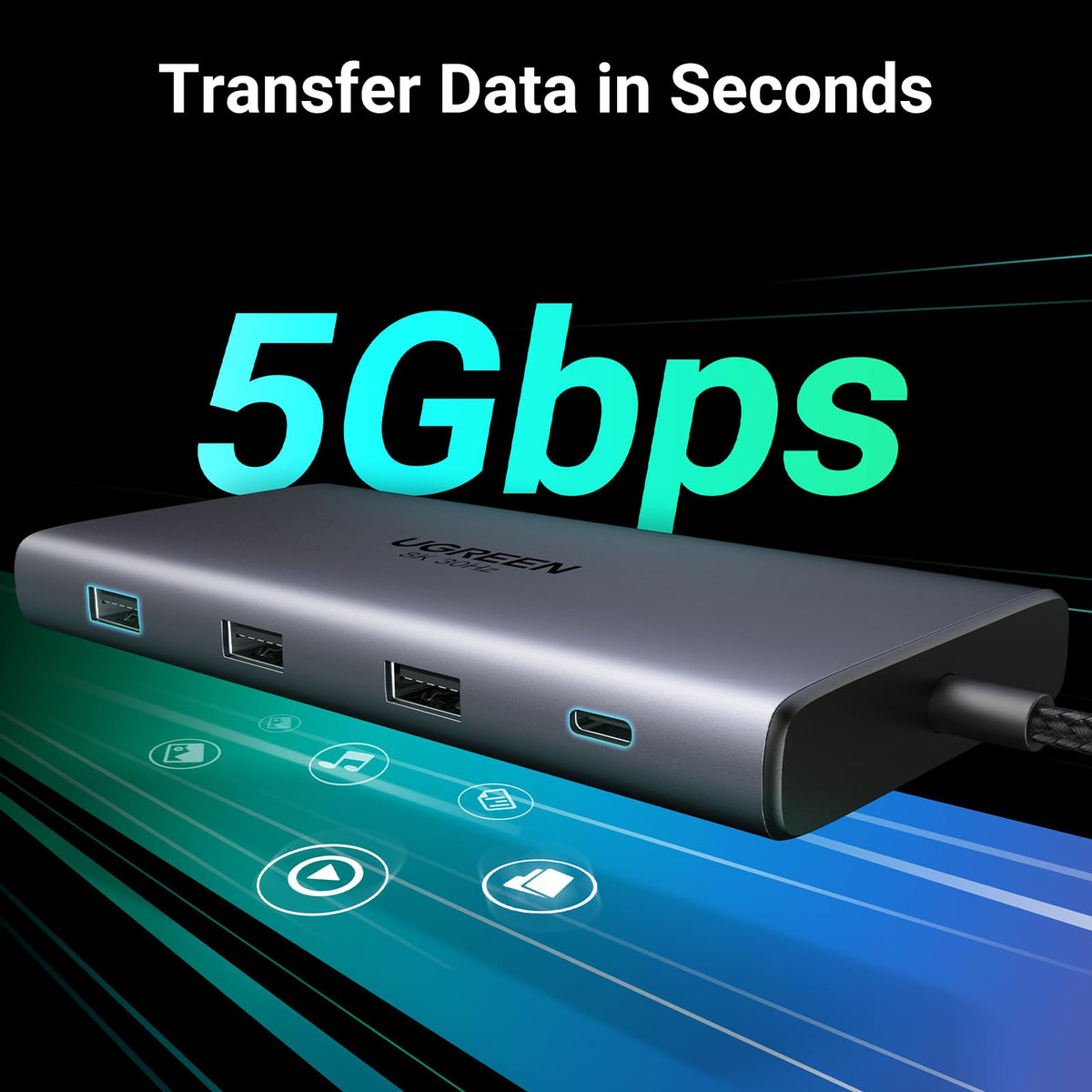 UGREEN Revodok Pro 210 موزع USB-C ‏10 في 1 (منفذ 4K@60Hz ×1، منفذ 8K@30Hz ×1)