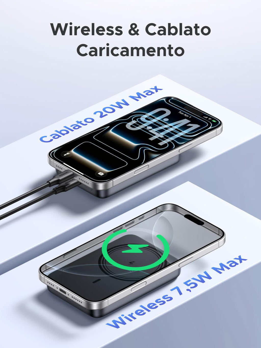 UGREEN Nexode Power Bank Magnetico 10000mAh, Caricatore Portatile Wireless con 20W USB C