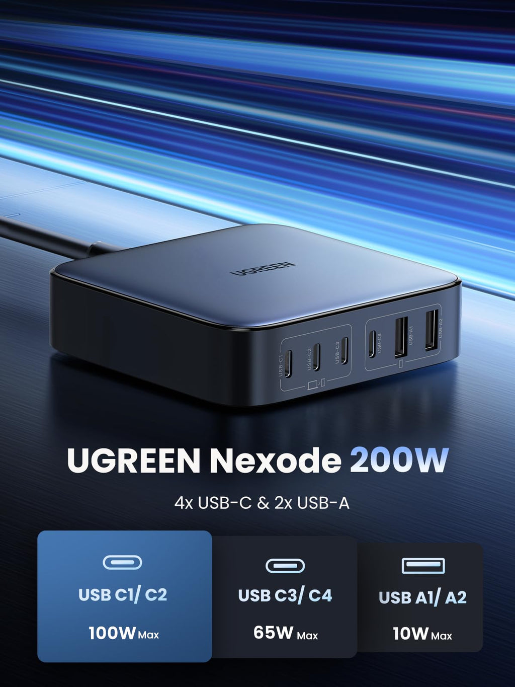 UGREEN Nexode 200W 5 Port Masaüstü Şarj Cihazı