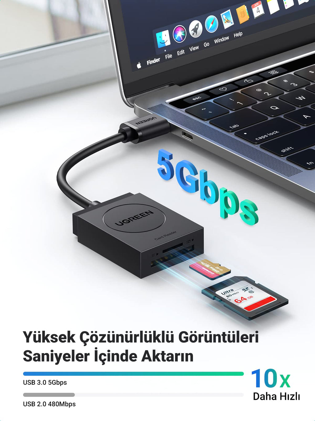 UGREEN 2’si 1 Arada USB 3.0 Kart Okuyucu