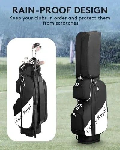 Golf Cart Bag:14 Way Full Length Divider Top Lightweight with Cooler black