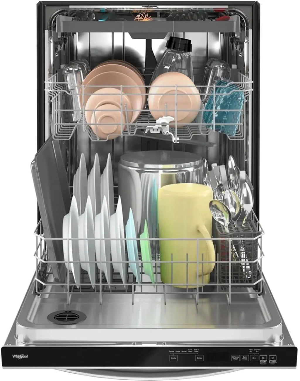 Whirlpool - 24 Top Control Built-In Dishwasher with Stainless Steel Tub, Large Capacity, 3rd Rack, 47 dBA - Stainless steel
