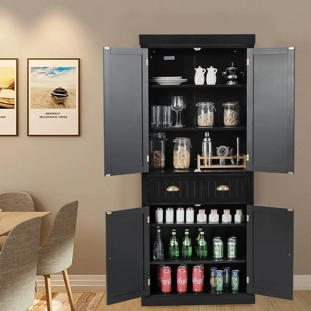 Tangkula Freestanding Cupboard Traditional Adjustable