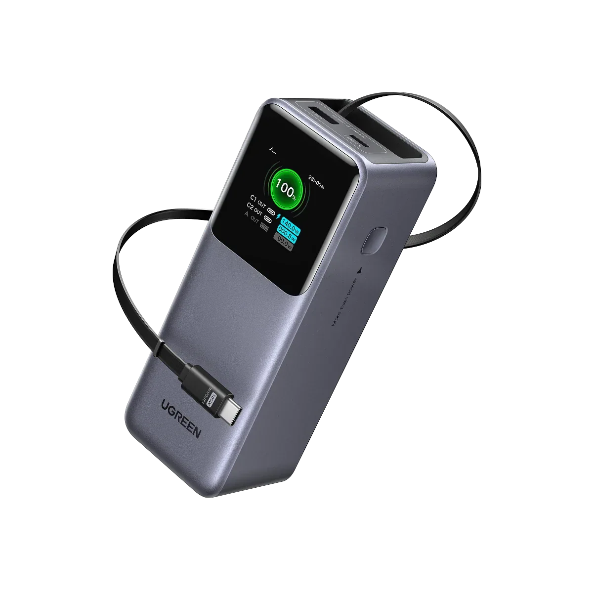 UGREEN Nexode Power Bank 20000mAh con Cavo Retrattile, Batteria Portabile Ricarica Rapida 165W
