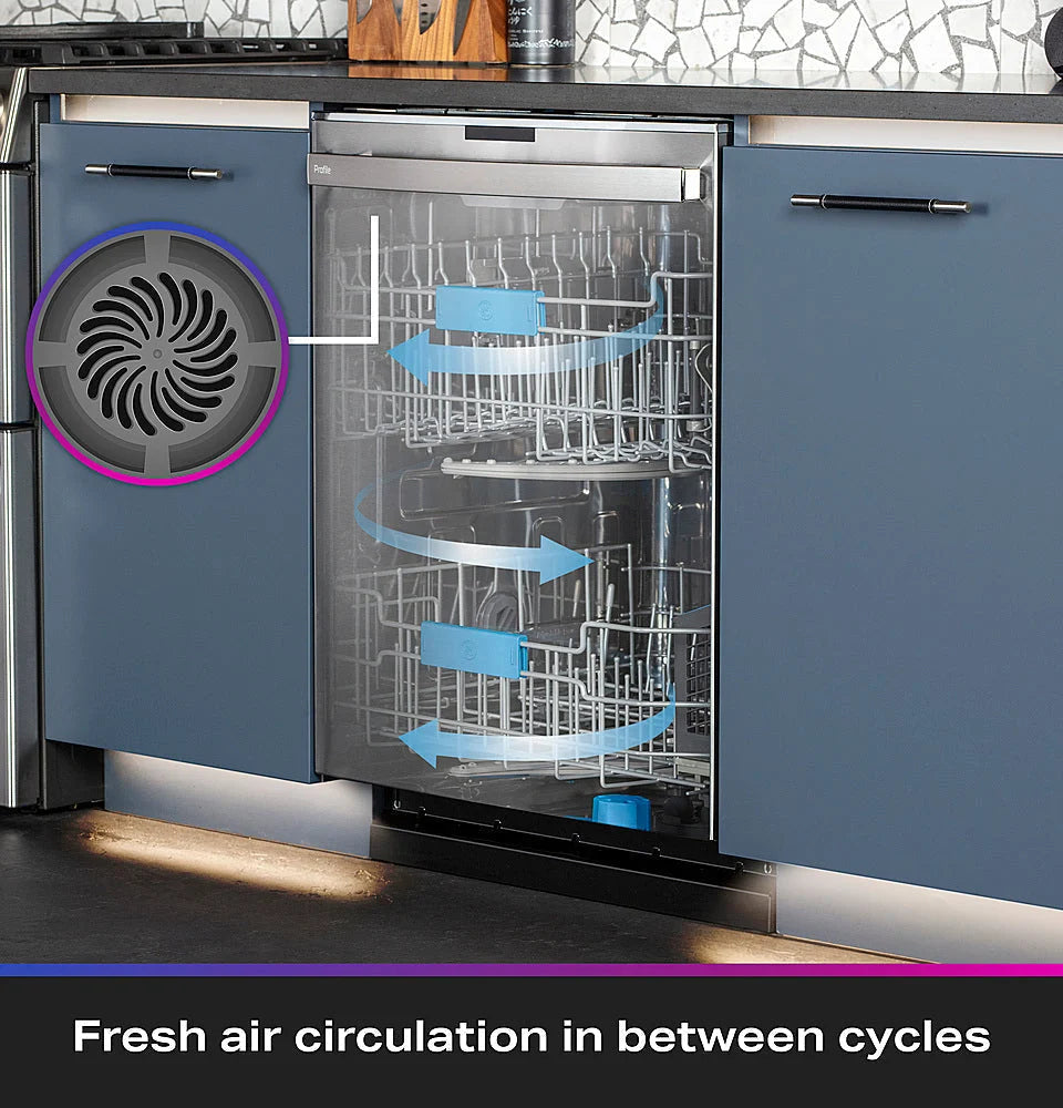 GE Profile - Top Control Built-In Stainless Steel Tub Dishwasher with 3rd Rack and Microban, 42dBA - Stainless steel