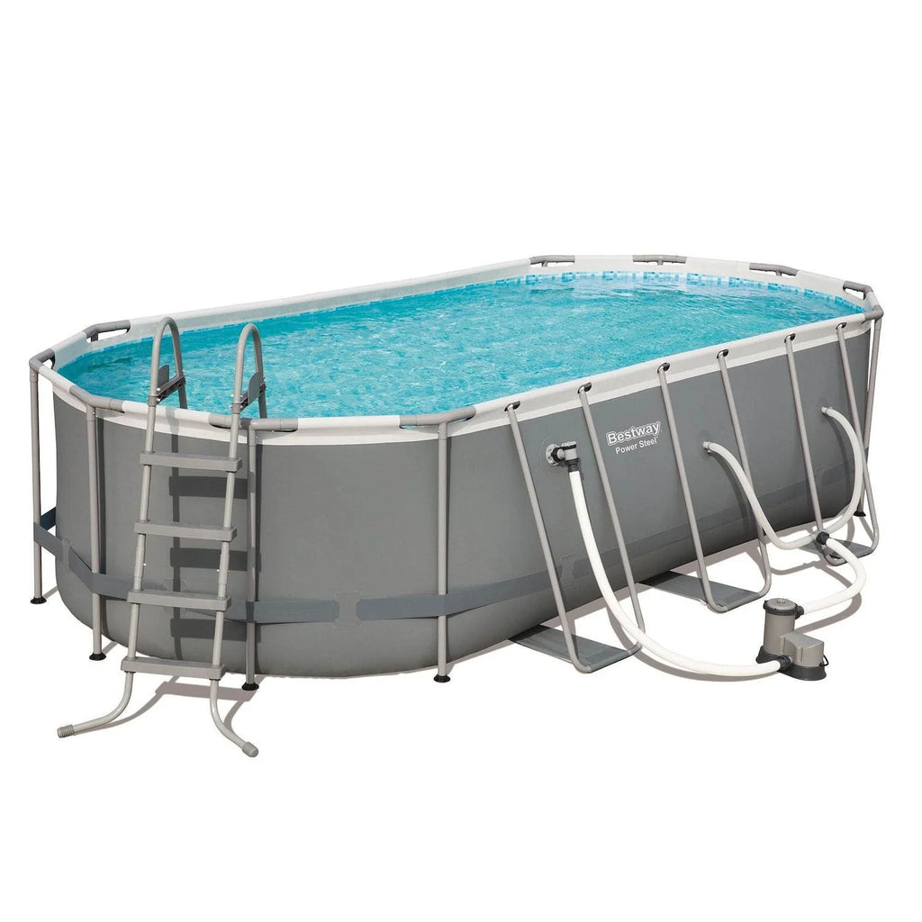 Bestway Power Steel 18ft x 9ft x 48in Above Ground Swimming Pool Set with Pump