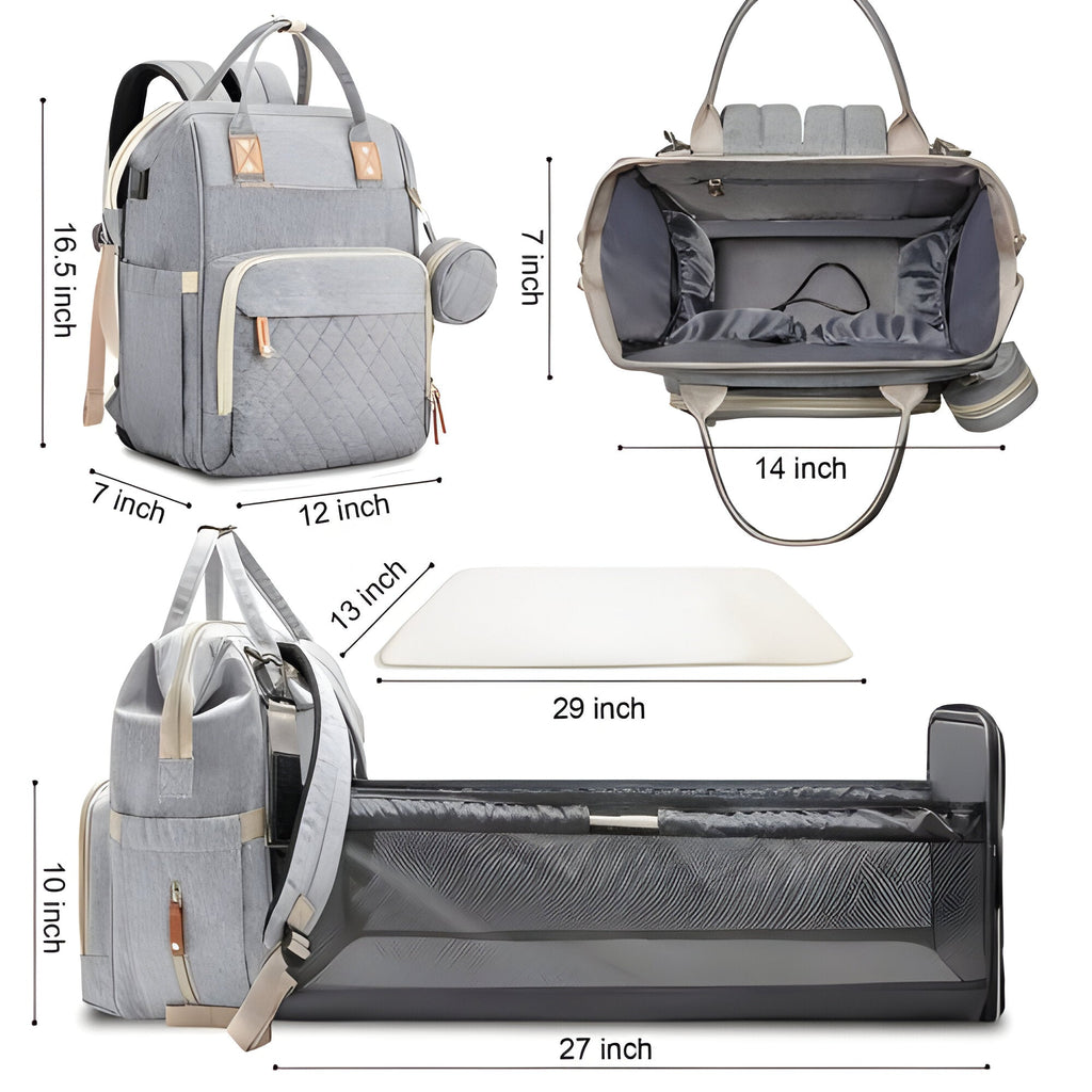 Portable Baby Changing Bag with Convertible Cot and Mosquito Net