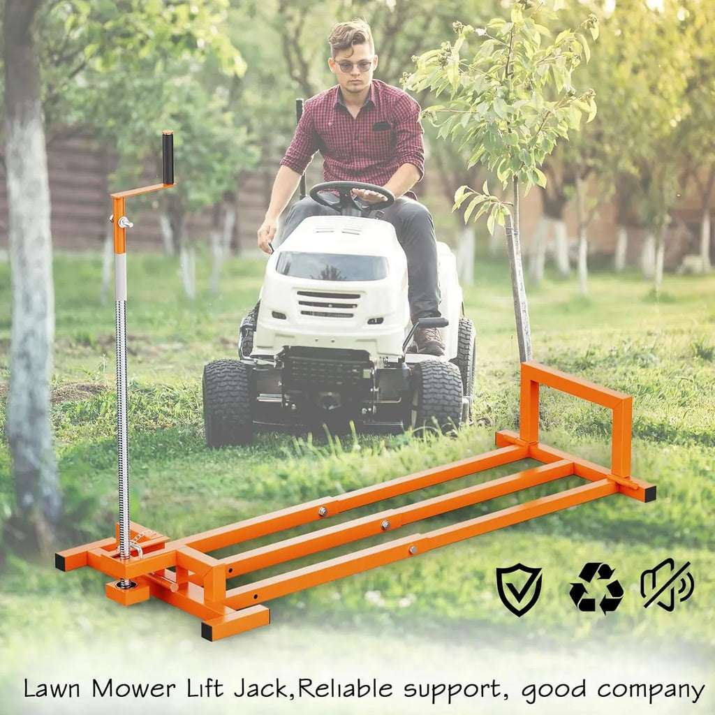 Lawn Mower Jack Lift,Upgraded Lawn Tractor Lift with 1000 lb Weight Capacity,Retractable Riding Mower Lift Installation is Simple. Easy to Store (High Carbon Steel)