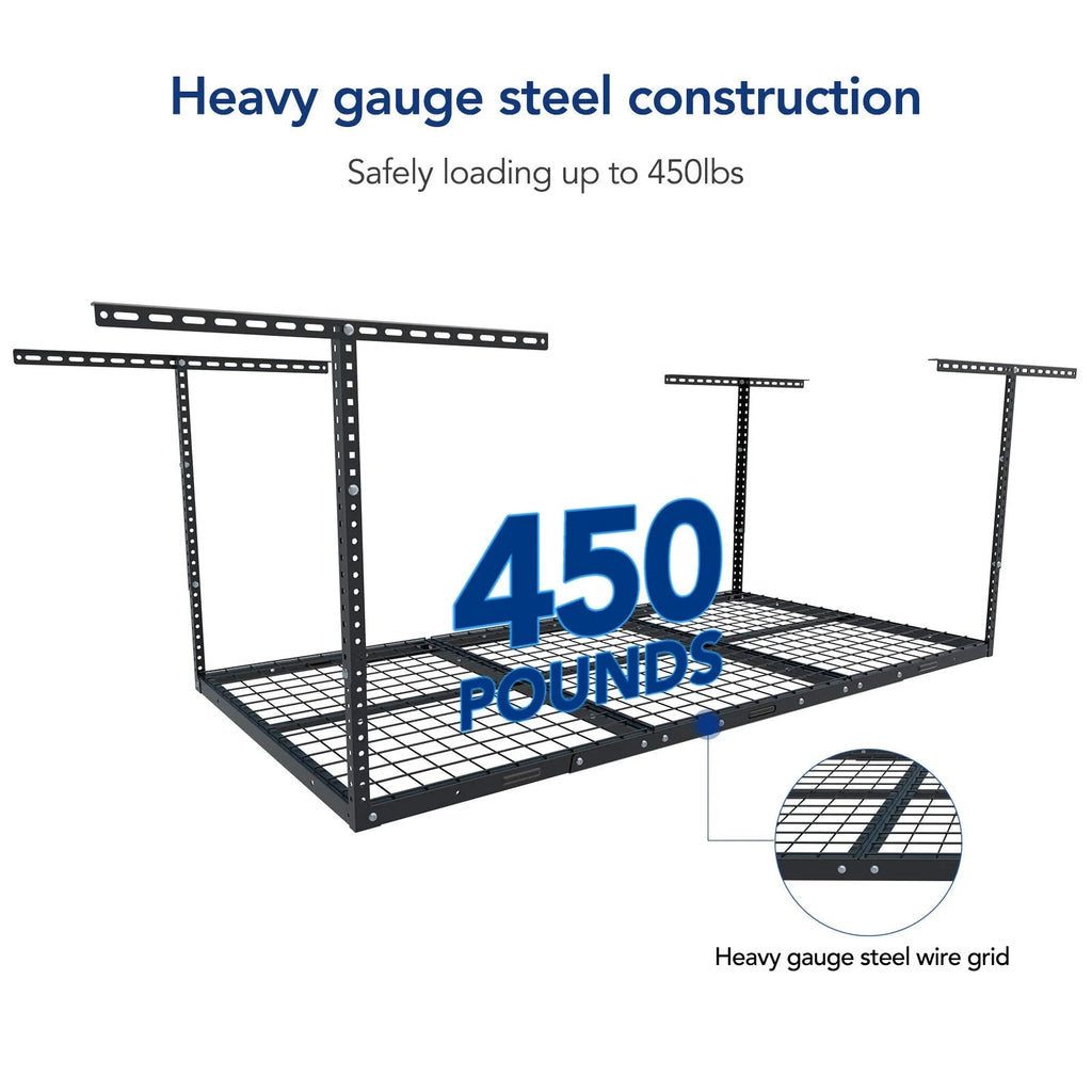 FLEXIMOUNTS 3x6 Overhead Garage Storage Adjustable Ceiling Storage Rack, 72 Length x 36 Width x 40 Height, Black