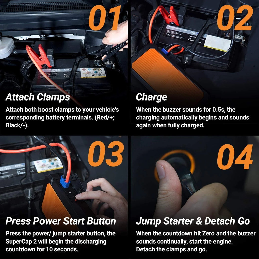 Autowit Super Capacitor Jump Starter, 12V Batteryless Jump Starter, 8.0 Gas&4.0 Diesel Car Jump Starter with Carrying Case, Bulit-in Supercapacitor, No Need Pre-Charge