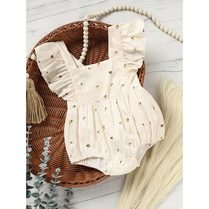 Baby Girl Honeybee Bubble Romper - 1st Bee Day Romper, Infant Bee Birthday Outfit, Cute Bee Romper For Baby