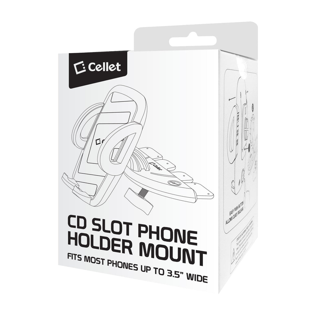 PHCN200CD - Cellet Universal CD Slot Car Phone Mount – 360° Rotating Holder with One-Touch Release, Anti-Slip Rubber Grip, Fits Smartphones Up to 3.5” Wide – Secure CD Base, Hands-Free GPS & Calling