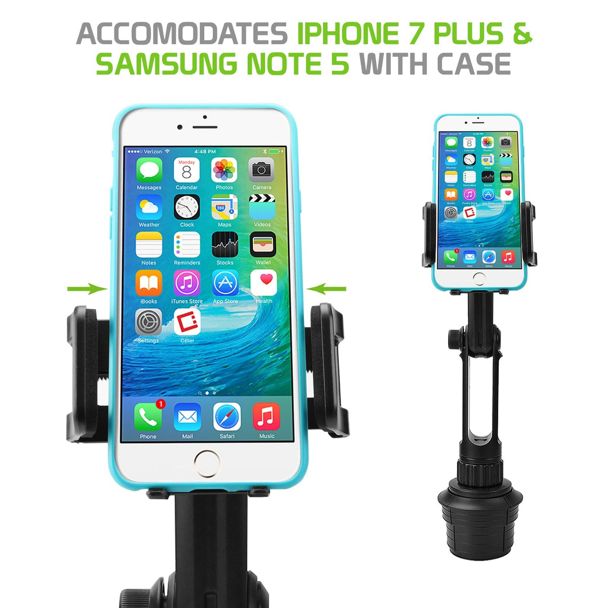 PH650_HTC - Cellet Car Cup Mount Holder Compatible with HTC 10, Bolt, U Ultra, U11, U11 Life, U12+, Huawei Honor 8, Honor View10, Mate 10, Mate 10 Pro, Mate 9, Nexus 6P, P10, P9
