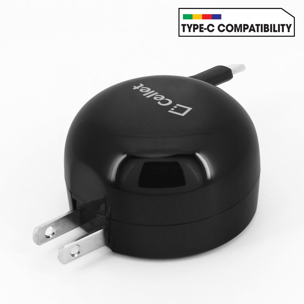 TCUSBCR30ZTE - Cellet USB-C Powerful Fast Charging Wall Charger Compact Retractable (3A/15W) for ZTE Axon 7, Axon 7 Mini, Axon M, Blade Max 3/ Max Blue, Blade Spark, Blade V8 Pro, Blade X, Blade X Max
