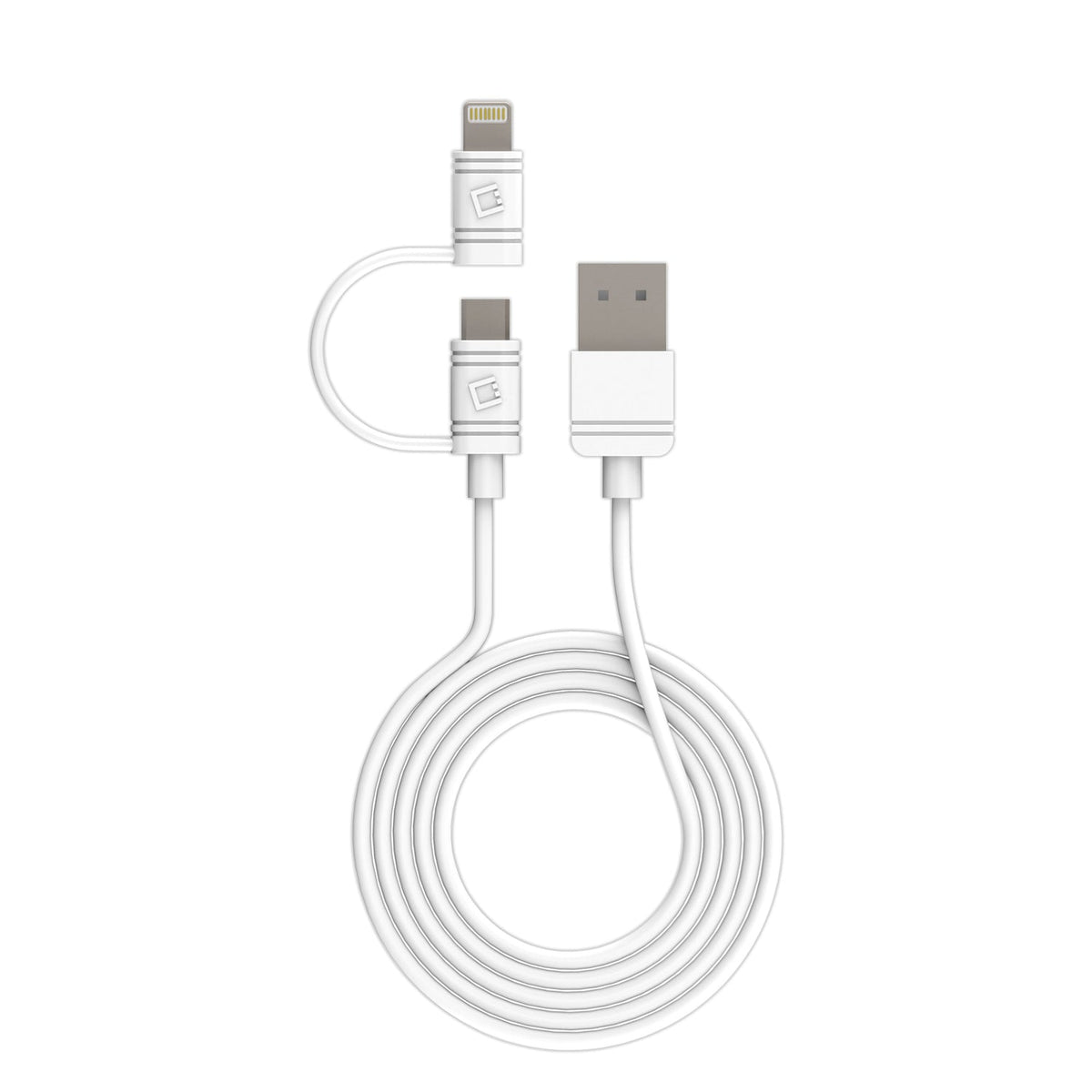 DAAPP5TKWT - Cellet 2-in-1 Charging & Data Sync Cable – 3.3FT Micro USB & Apple Lightning Connector – MFi Certified for iPhone, iPad, iPod & Android Devices