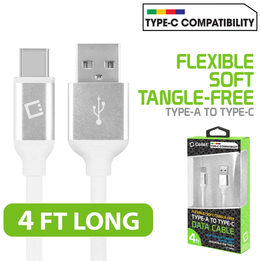 DCA4WT - Cellet Flexible / Soft / Tangle-Free USB- C to USB-A Data cable
