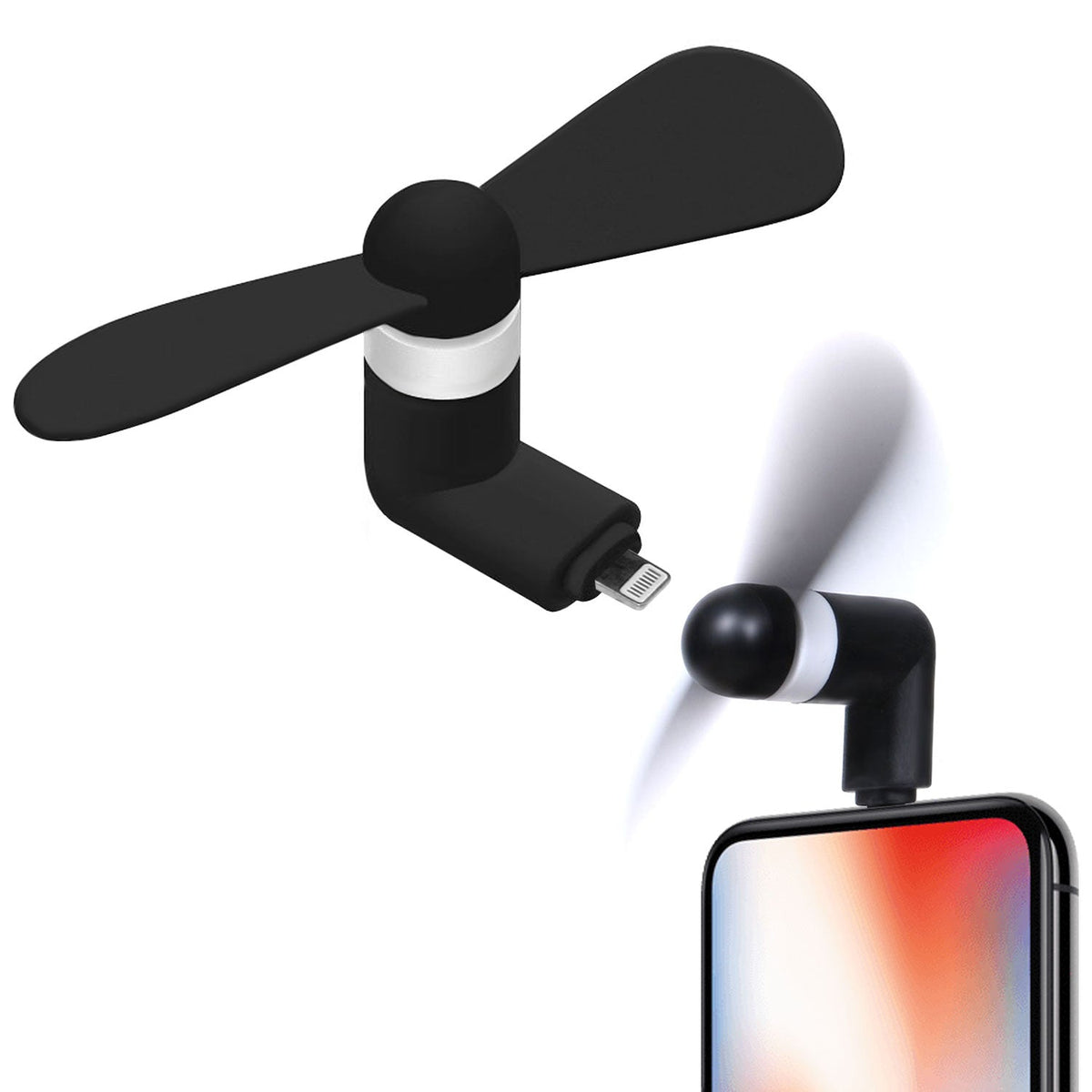 FANLIGHTNING - Portable Mini Phone Fan for iPhone with Lightning Connector – Compact Cooling USB Fan Attachment, Quiet & Lightweight Handheld Gadget for Travel, Outdoor, Office, and Hot Summer Days