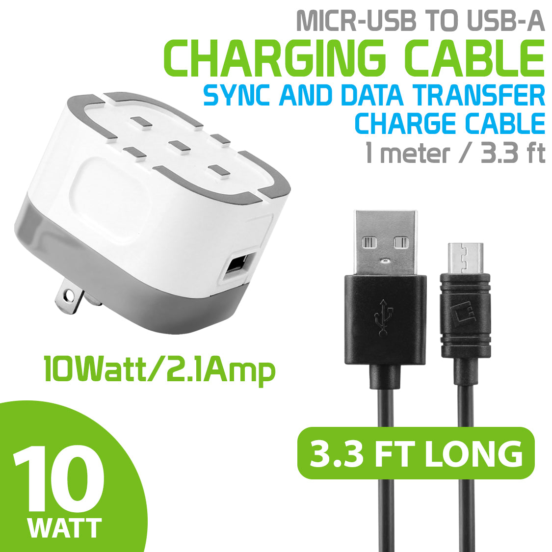 TCUSBW21WTM - Cellet 10 Watt/2.1 Amp Home Charger Compatible with Alcatel Go Flip, Go Flip 3, Go Flip V, Alcatel Cingular Flip 2/3, Alcatel MyFlip 2, QuickFlip, Smartflip 4052r 5044C & flip Micro USB Phone Charge