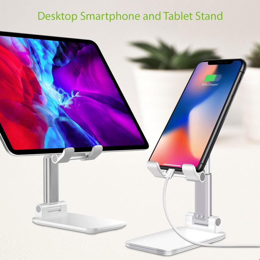 PH60WT - Adjustable Desktop Smartphone and Tablet Stand with Non-Slip Rubberized Grips and Weighted Base Compatible to Smartphones, Tablets, iPads