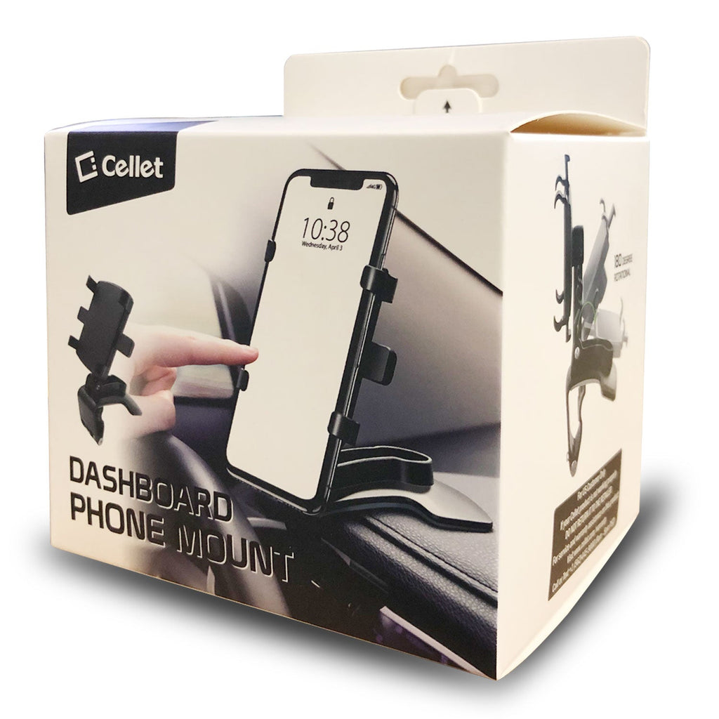 PHD280 - Dashboard, Sun Visor & Rear View Mirror Clip Mount with Heavy Duty Spring Base, 360° Cradle Rotation Compatible to iPhone 13 Pro Max and More