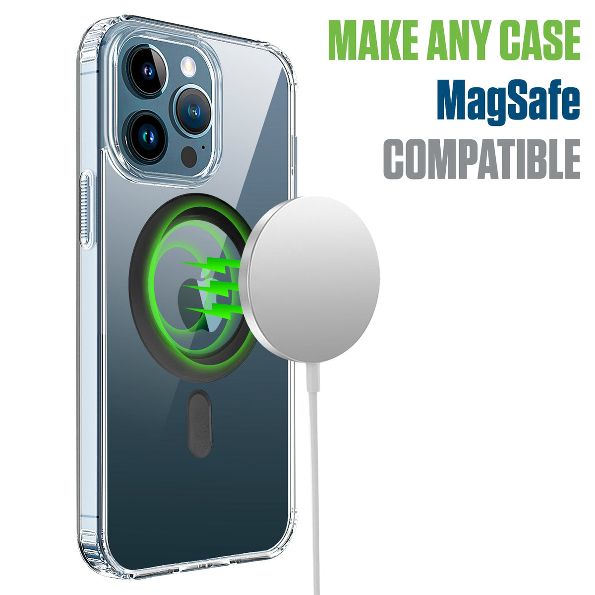 CLCMRING3 - Magnetic Adapter Ring [3 Pack] Compatible with MagSafe Charger & Wireless Charging, Universal Magnet Sticker with Alignment Guide for iPhone 15 14 13 12 Pro Max, Samsung Galaxy, Any Case - 3 Colors