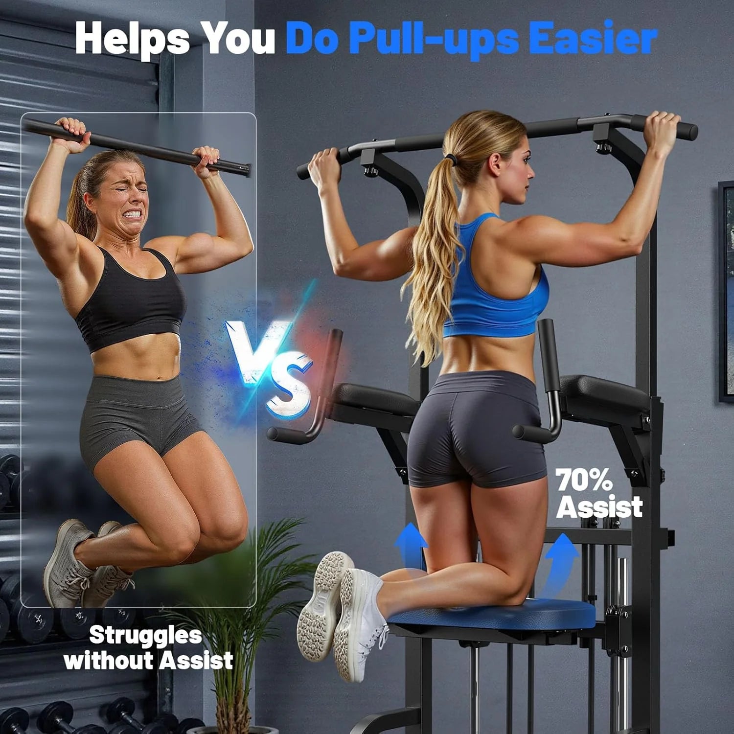 Sportsroyals Power Tower Pulp Up Bar Station, 450 lbs stable suspended immersion tilt station