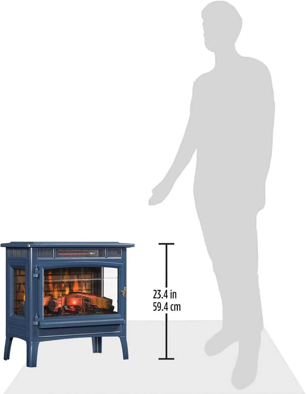 Freestanding Electric Fireplace Stove Heater with 3D Flame Effect for 1,000 Sq. Ft