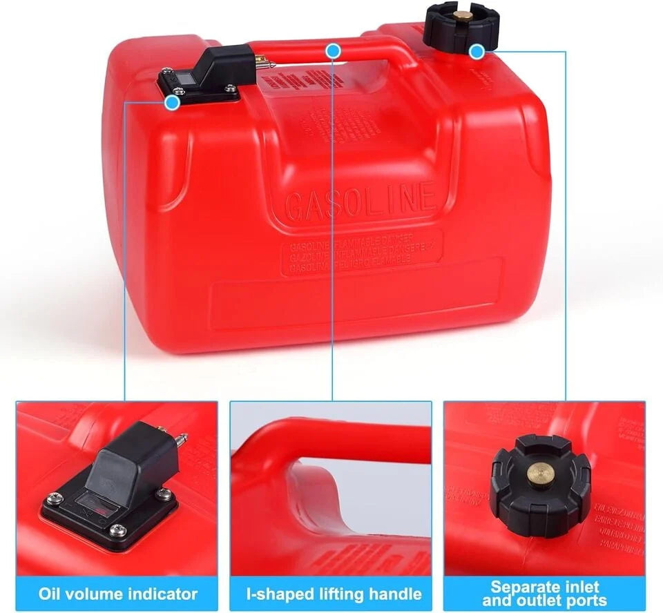 Portable Boat Marine Fuel Tank Outboard Motor w/ Line Hose Connector 3 Gallon 12L