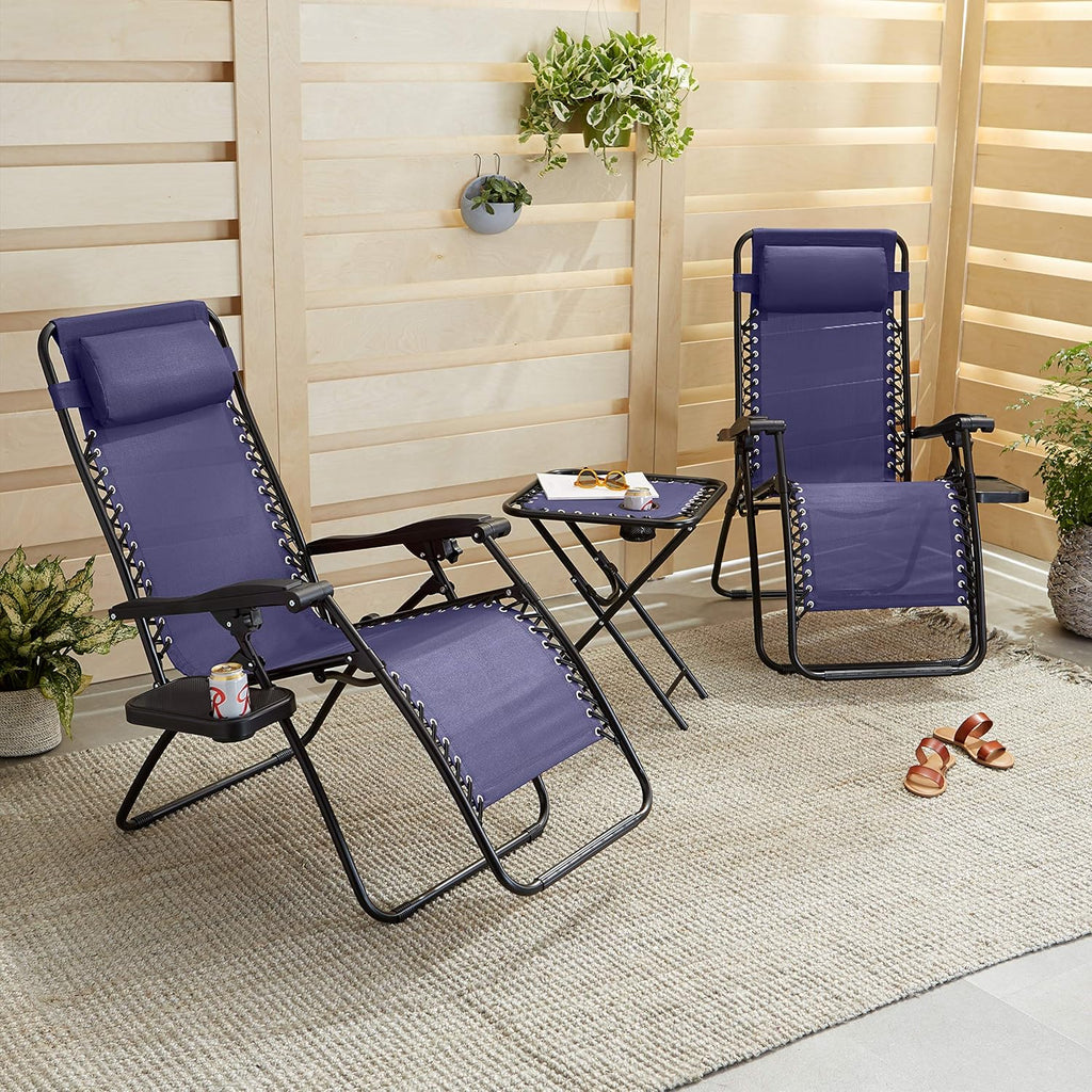 Amazon Basics Outdoor Patio Mesh Adjustable Zero Gravity Lounge Chair Recliners set of 2