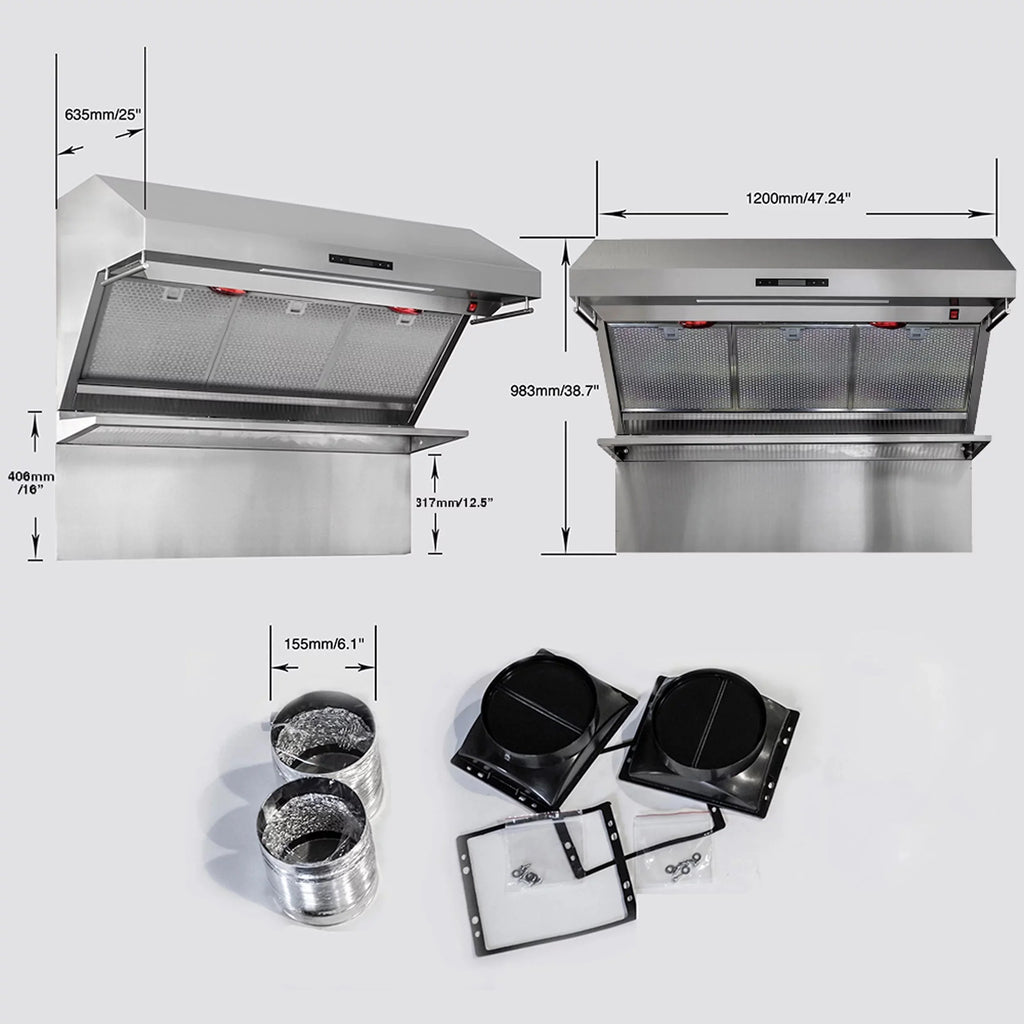 Savona - 48 Wall Mount Range Hood with Hybrid Filters & Back Splash
