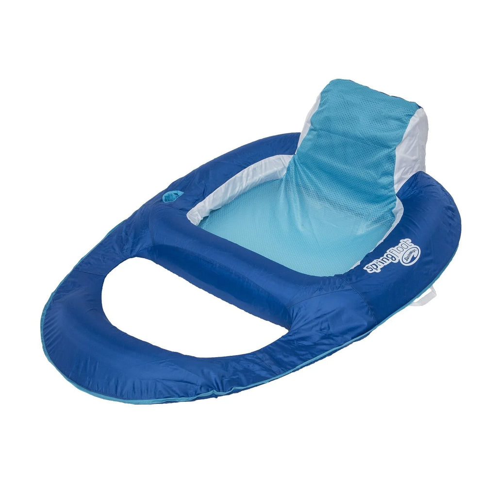 Swim Way 56 Mesh Swimming Pool 1-Person Spring Float Recliner - Aqua/Dark Blue
