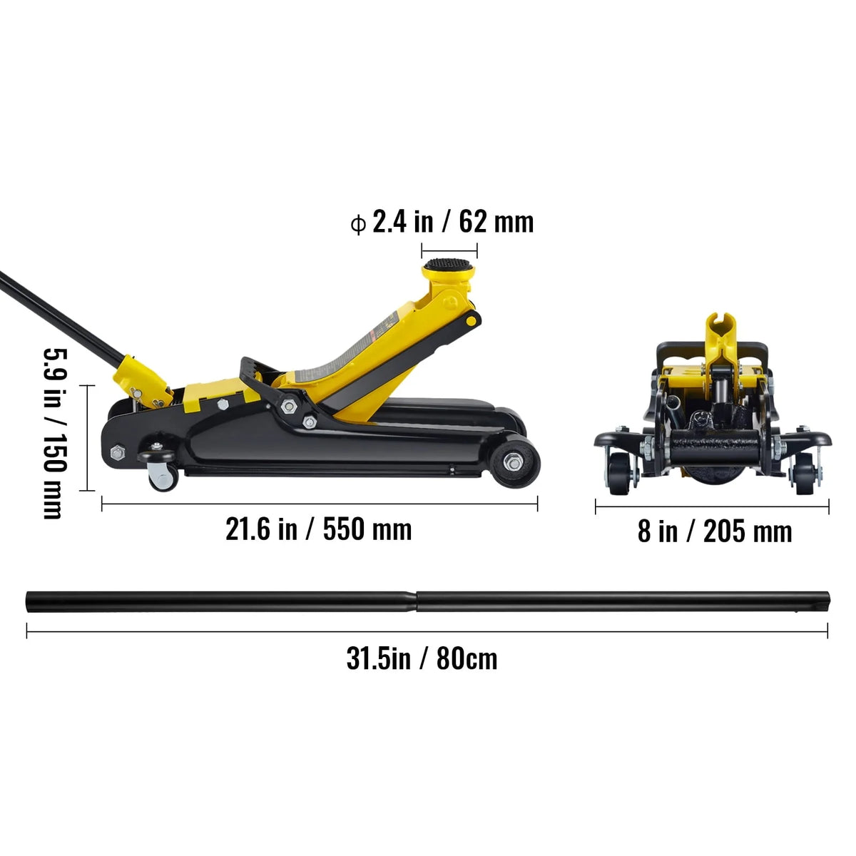 VEVOR Low Profile Floor Jack 2.5 ton Heavy Steel Single Piston Hydraulic Pump