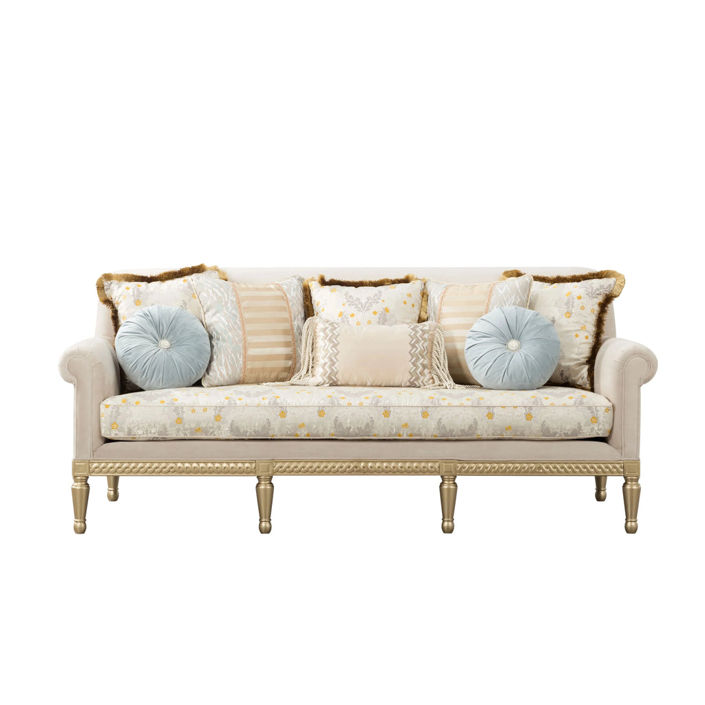 84 Modern Velvet Sofa Set, 3 Seater Couch with Loveseat for Living Room, Apartment, Beige