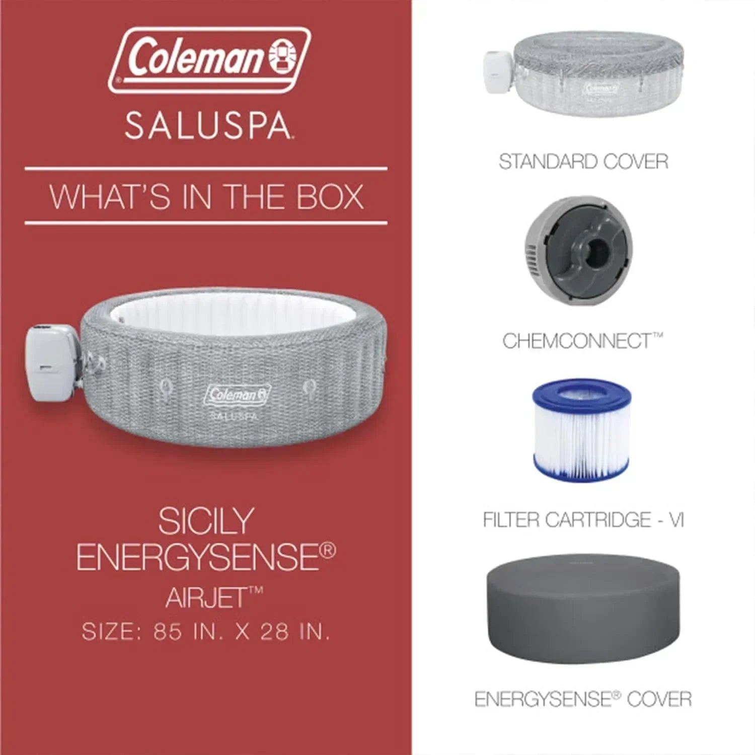 SaluSpa Sicily AirJet 7 Person Inflatable Hot Tub Round Portable Outdoor Spa 180 Soothing AirJets