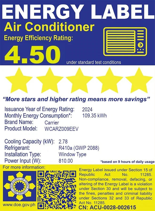 1 HP Window Air Conditioner Inverter with Convenient Controls