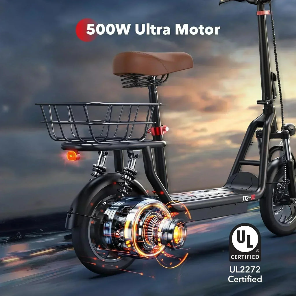 iScooter electric scooter with seat 28/19/15.6 mph top speed dual suspension scooter