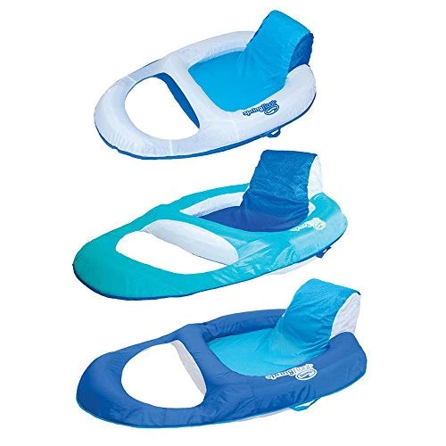 Swim Way 56 Mesh Swimming Pool 1-Person Spring Float Recliner - Aqua/Dark Blue