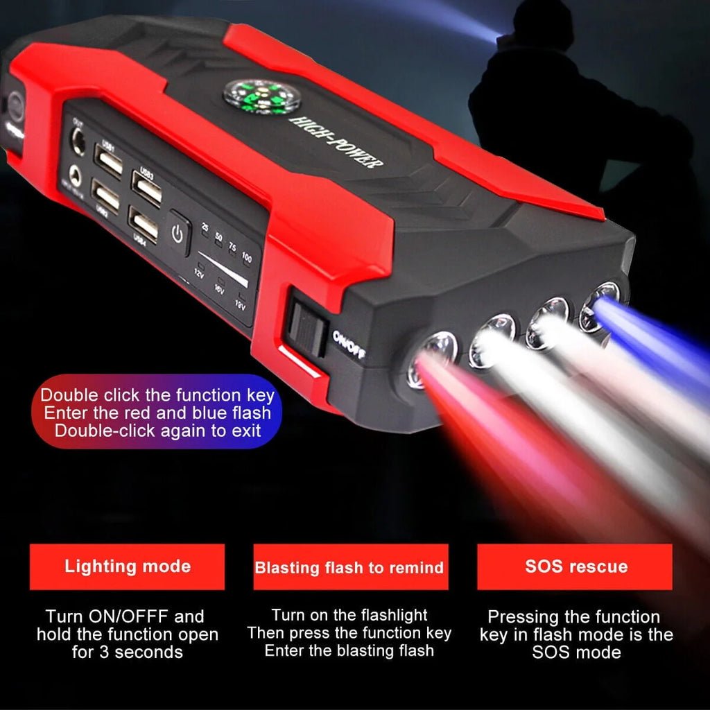 DFITO 28000mAh 12V UltraSafe Portable Jump Starter with LED Display for up to 6L Gas and 3L Diesel Engines