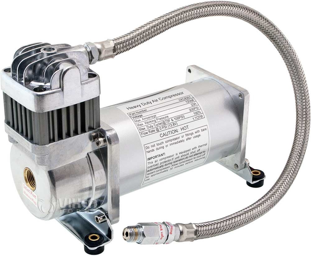 Vixen Horns 12V Air Compressor with Tank 1.5 Gallon - 150 PSI Working Pressure Onboard Air System for Train Horns/Inflating Tires, VXO8315