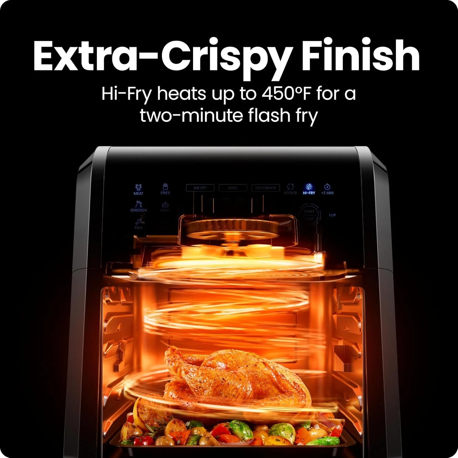 Chefman Compact 6.3-Quart Digital Air Fryer with Rotisserie, Dehydrator, and Convection Oven, 8 Touchscreen Presets