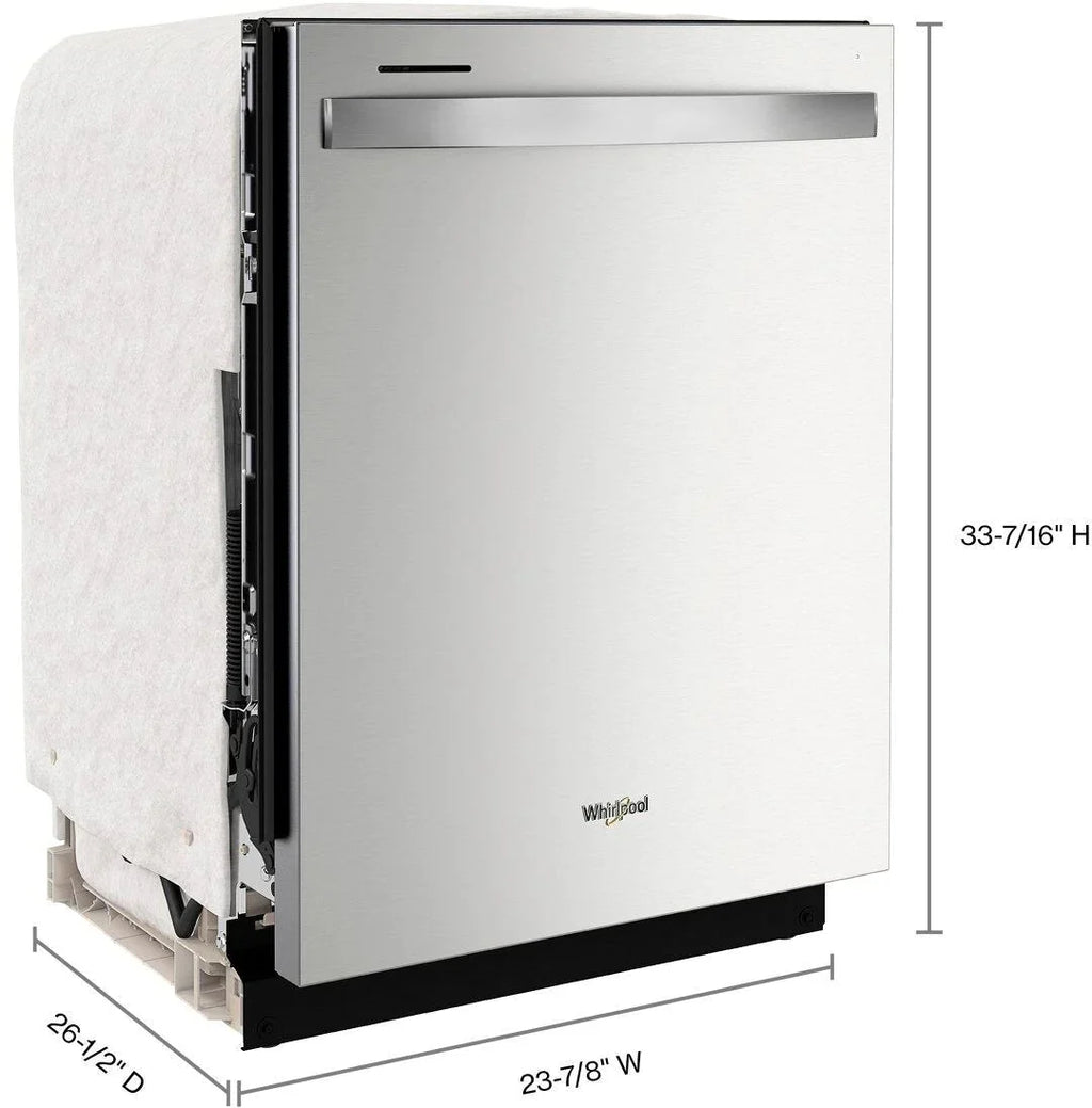 Whirlpool - 24 Top Control Built-In Dishwasher with Stainless Steel Tub, Large Capacity, 3rd Rack, 47 dBA - Stainless steel