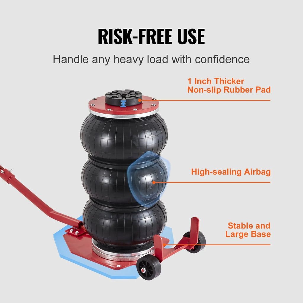 BENTISM Air Jack, 3 Ton/6600 lbs Triple Bag Air Jack, Airbag Jack with Six Steel Pipes, Lift up to 17.7 inch/450 mm, 3-5 s Fast Lifting Pneumatic Jack, with Long Handles for Car Repair
