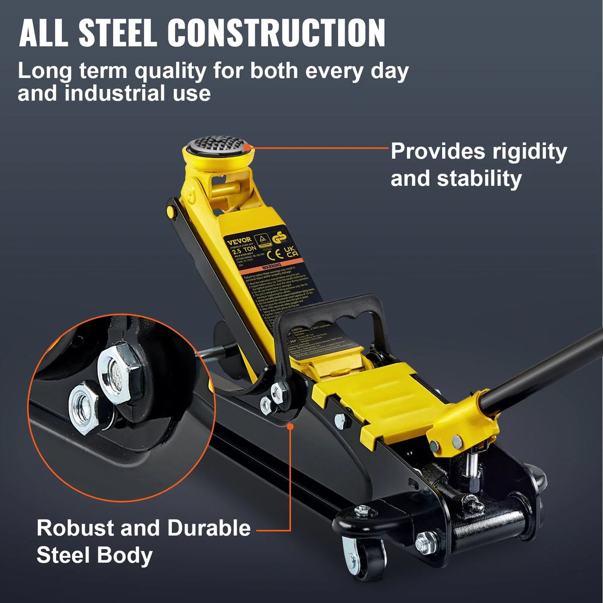 VEVOR Low Profile Floor Jack 2.5 ton Heavy Steel Single Piston Hydraulic Pump