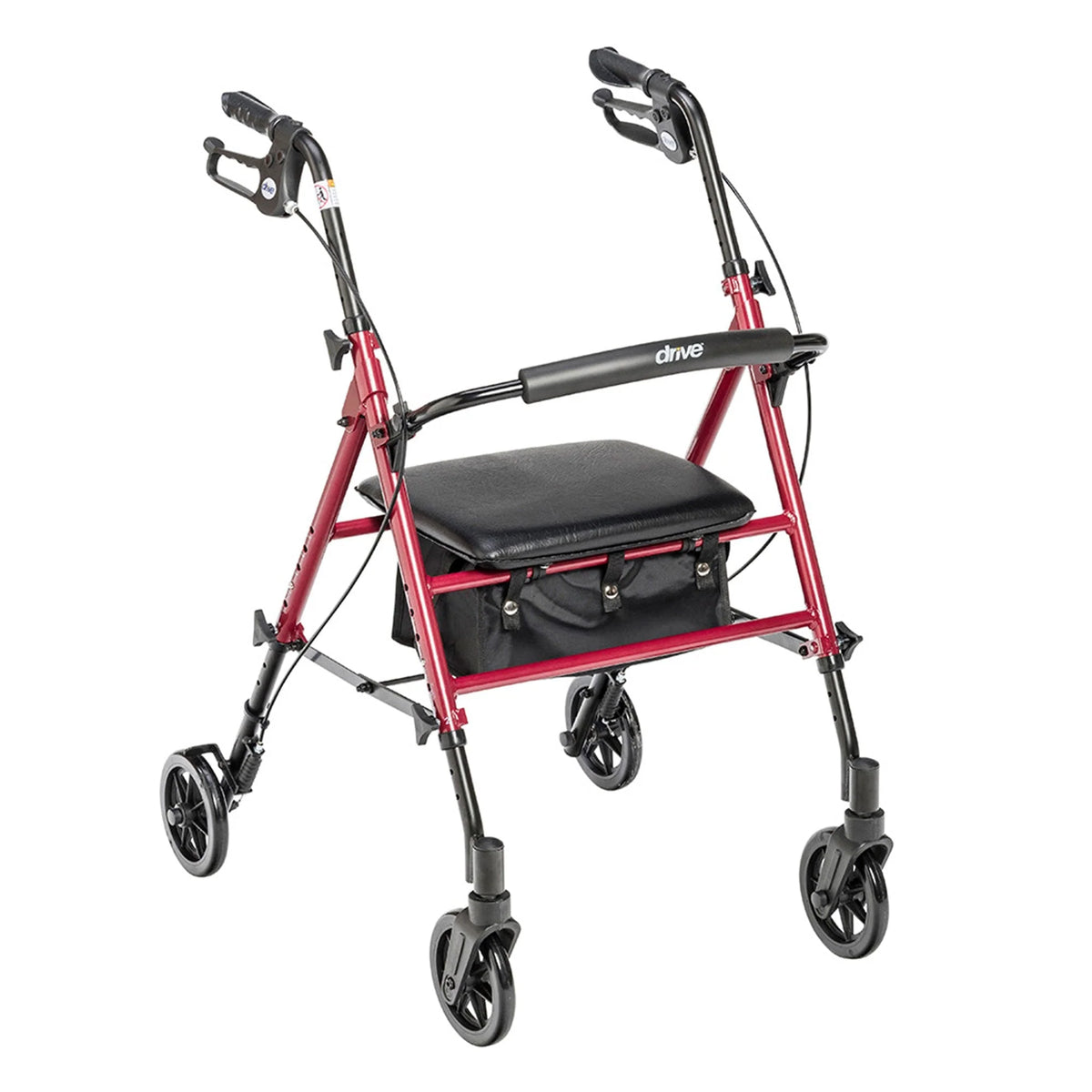 Drive Medical Adjustable Height Aluminum Frame Rollator with 6 Inch Casters, Red💝 Last Day For Clearance