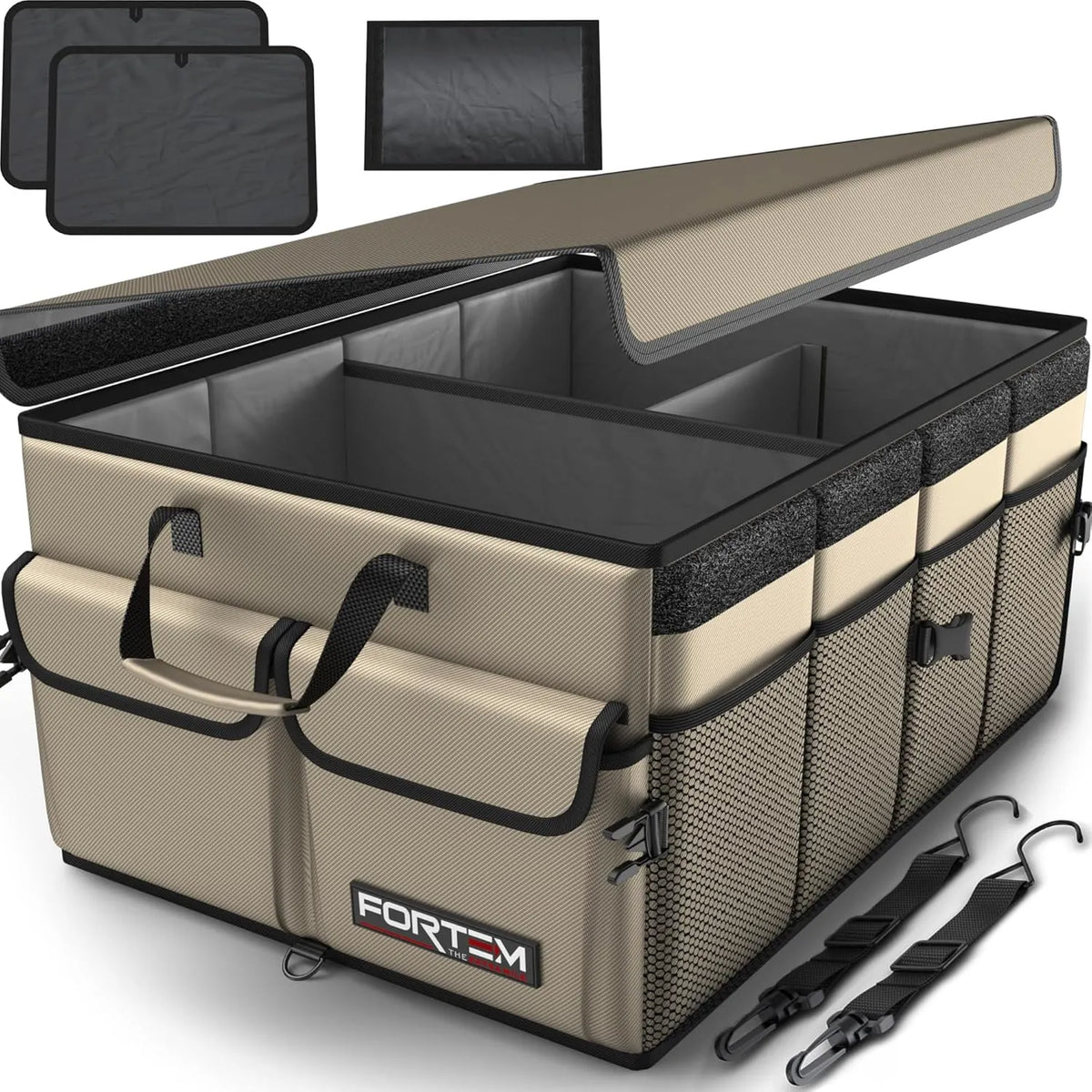 Car Trunk Organizer, Collapsible Multi Compartment SUV Organizer, Foldable Storage for Car Accessories for Women Men, 600D Oxford, Non Slip Bottom, Securing Straps, Soft Cover (65L)