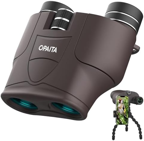 12x25 Ultra HD Binoculars for Adults with Phone Adapter and Flexible Tripod, Edge-to-Edge Sharpness Binoculars with Wide Angle Field of View, Smart Focus Compact Binoculars for Bird Watching -Grey