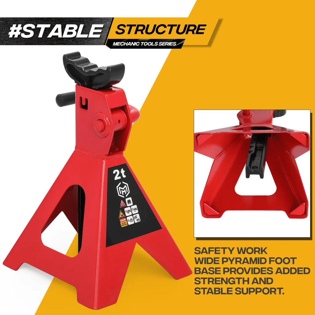 M-AUTO 3PC Jack & Stands Set Heavy Duty Manual Floor Jack with 2 Jack Stands, 2 Ton Capacity Trolley (4,000 lb), Black