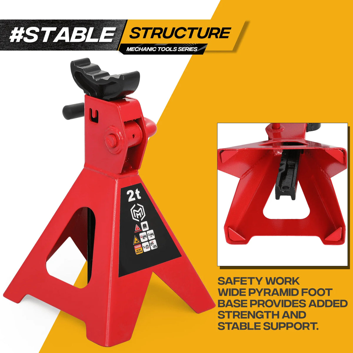 M-AUTO 3PC Jack & Stands Set Heavy Duty Manual Floor Jack with 2 Jack Stands, 2 Ton Capacity Trolley (4,000 lb), Black