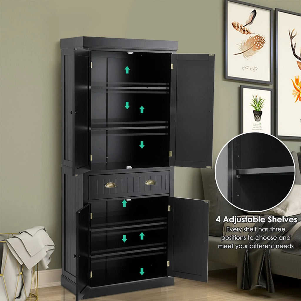 Tangkula Freestanding Cupboard Traditional Adjustable