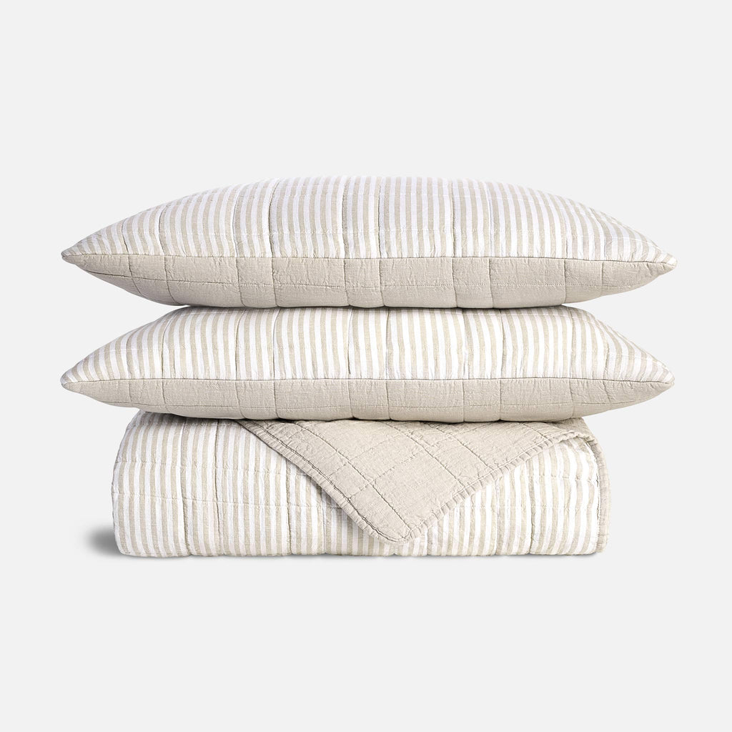 Washed European Linen Quilt Set